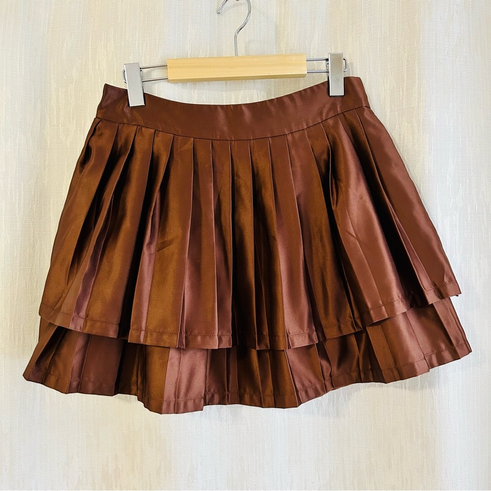 Disney Brown Layered Pleated Skater Skirt
